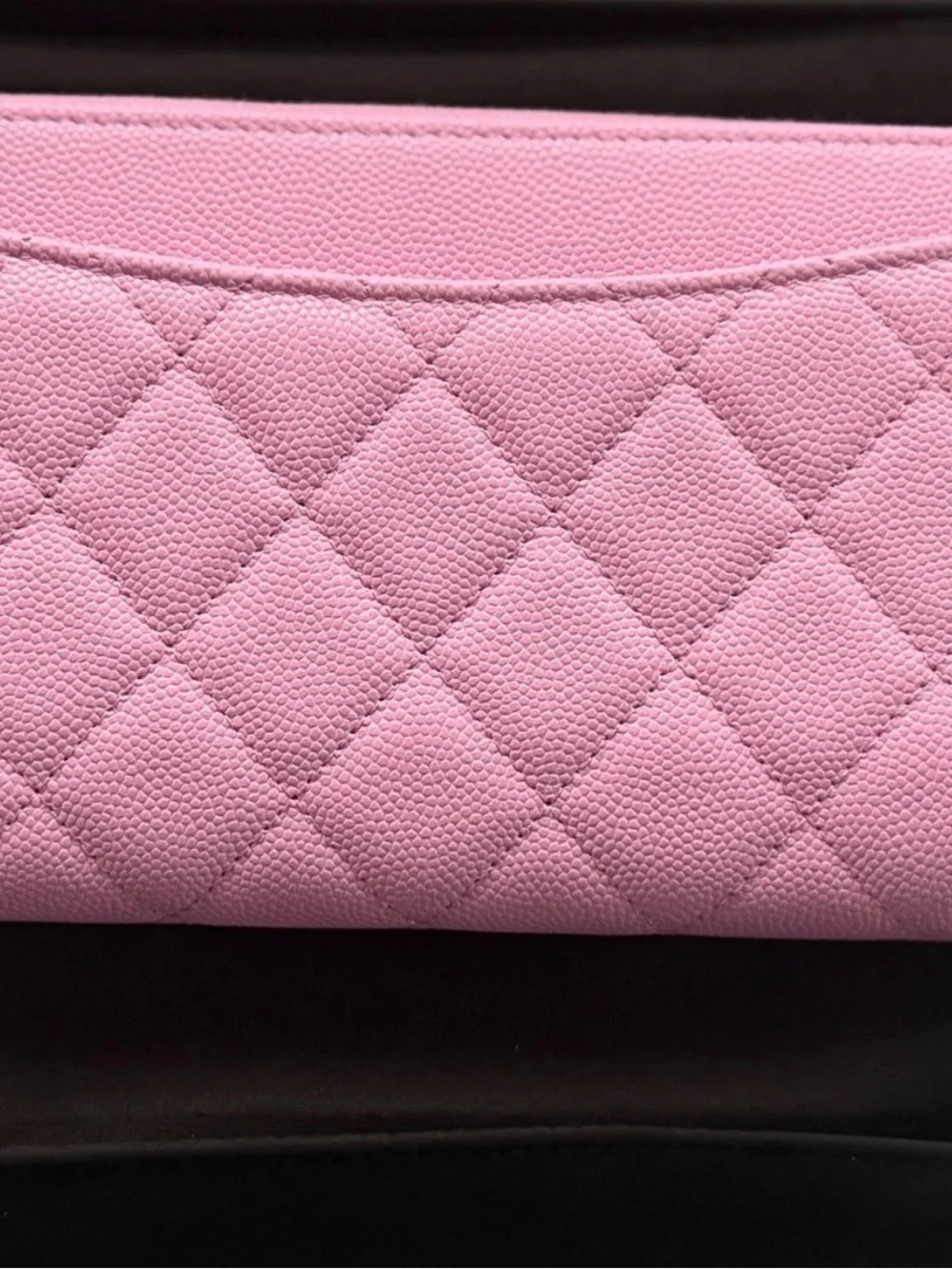 CHANEL Pink Quilted Zip-Around Long Wallet with CC Logo